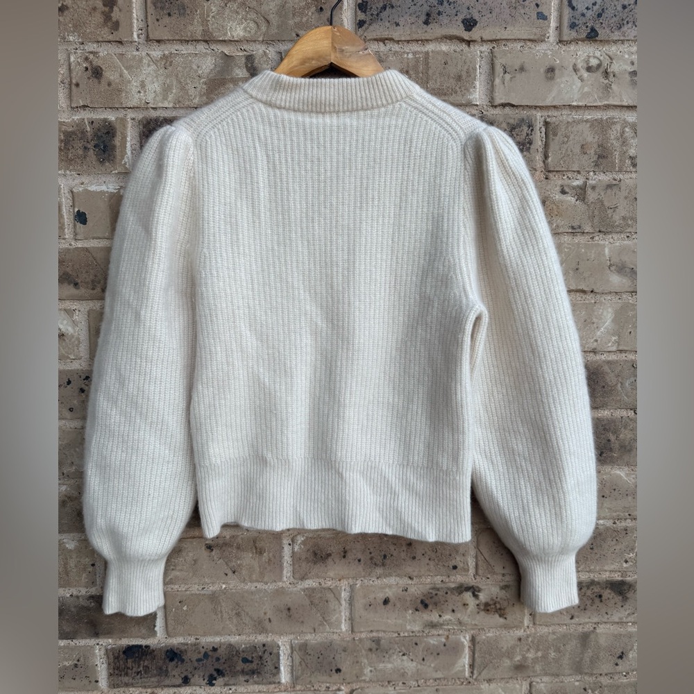 J. Crew Cashmere puff-sleeve mockneck sweater size L - Picture 6 of 7